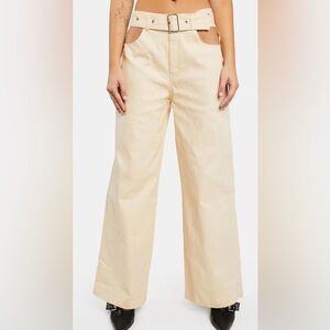 Bailey Rose Cutout Cream Denim Pants Sz M NWOT